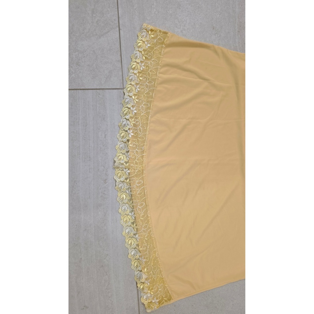 VTG Yellow Floral Lace Trim Nightgown Adjustable Straps Chemise Slip Dress SZ XL - Picture 9 of 11